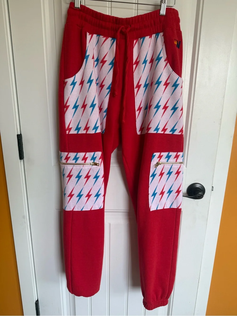 Aviator Nation Red Lightning Bolt Sweatpants- L - Picture 1 of 5